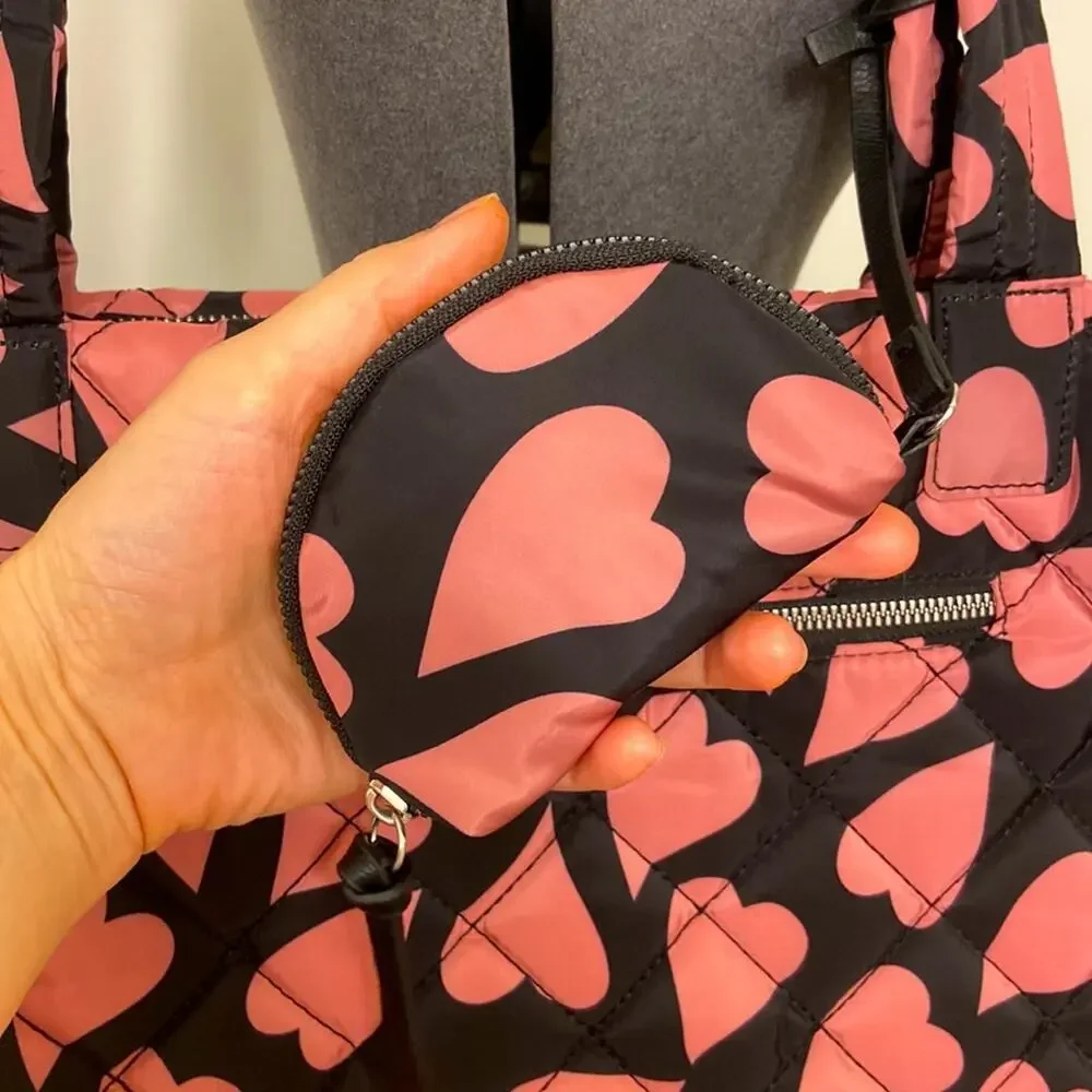 NWT MSRP$100 INC Hearts Nylon Shoulder Extra Large Quilted Tote - Picture 3 of 3